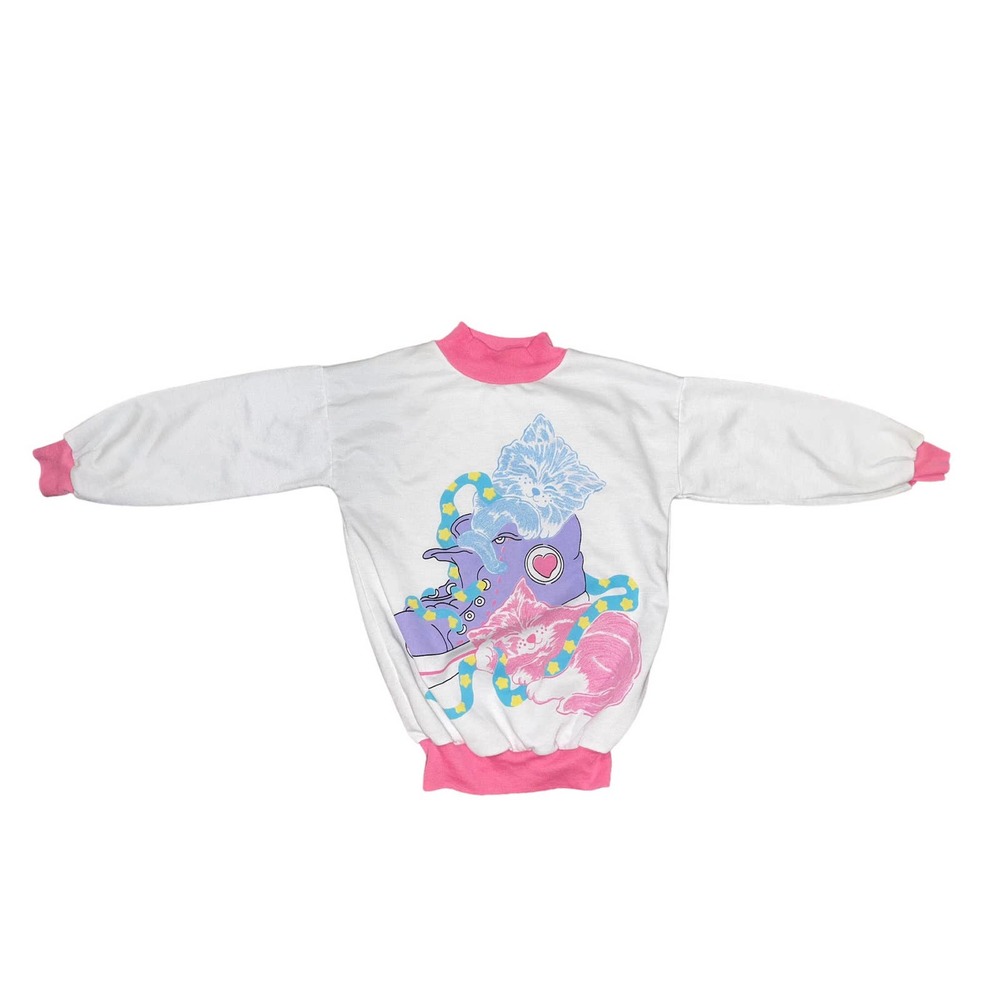 Vintage Carter’s Kitty Cat Pink & White Pullover Sweater Kid’s Size 6